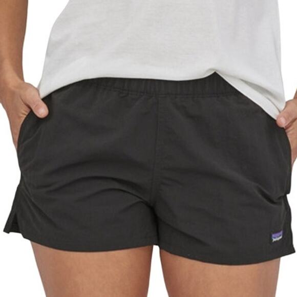 Patagonia Barely Baggies Shorts 2.5" Pull On Mid Rise Stretch Slit Black NWOT L